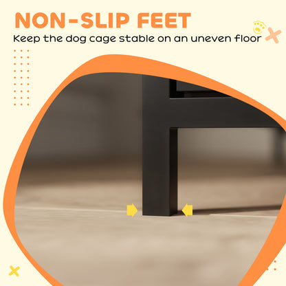 Dog Crate Furniture with Anti-Chew Resistant Mesh, Anti-Escape Single Door, for Medium Dogs, 80 x 55 x 72 cm
