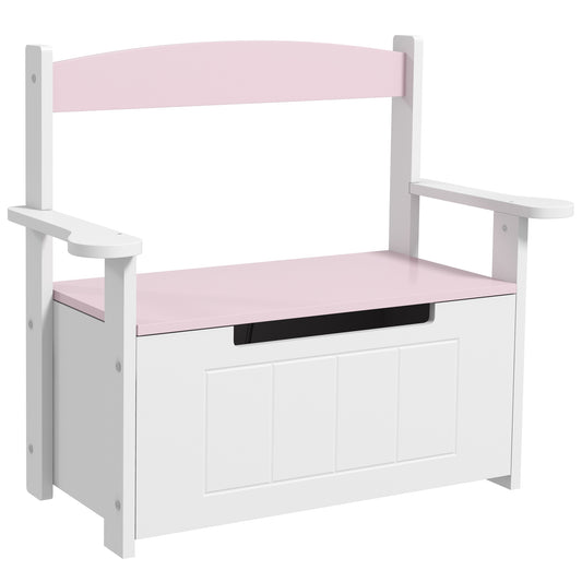2-in-1 Toy Box for Kids with Lid for Bedroom, Nursery, Playroom, Pink