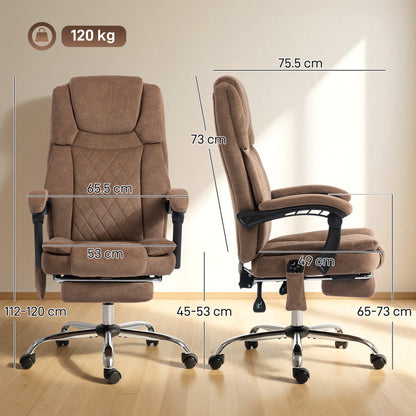 Office Chair with 6-Point Vibration Massage and Heat, Executive Computer Desk Chair with High Back, Reclining, Brown