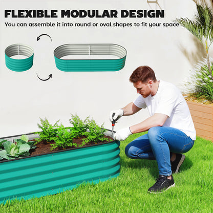 Set of Two 150 x 60cm Steel Planters - Green