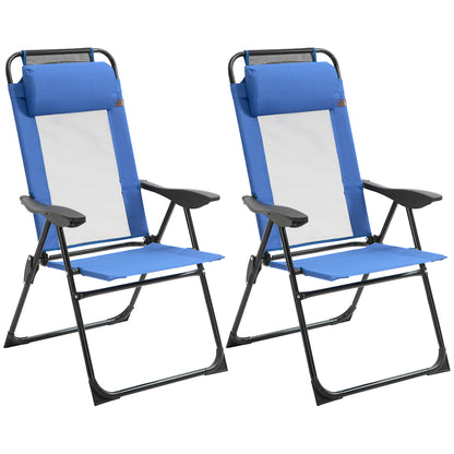 Folding Garden Chairs Set of 2, 5-Position Recliner Camping Chair with High Back, All Weather Texteline Seat