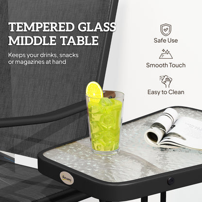 Gliding Jack and Jill Seat, with Glass-Top Table - Black