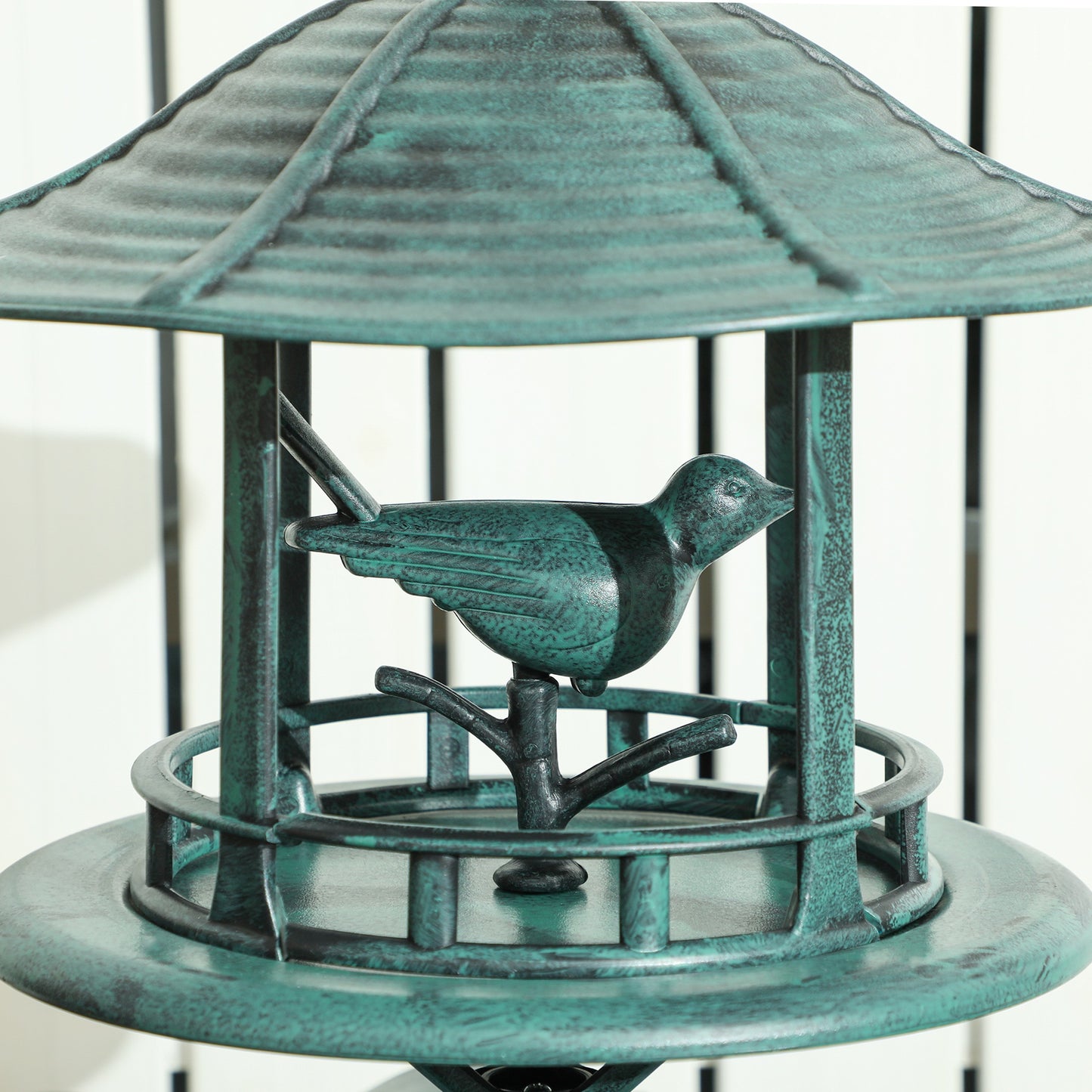 3-in-1 Garden Bird Bath, Freestanding Birdbath with Large Water Basin, Underneath Flower Planter, Φ50 x 113 cm, Green