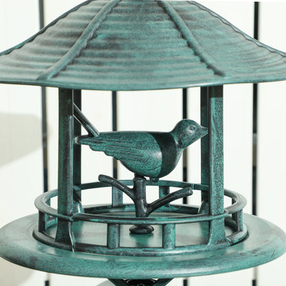3-in-1 Garden Bird Bath, Freestanding Birdbath with Large Water Basin, Underneath Flower Planter, Φ50 x 113 cm, Green
