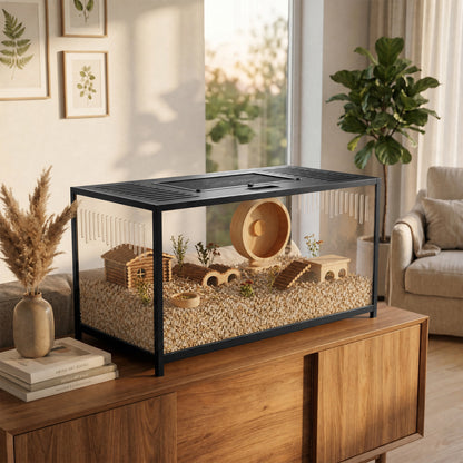 Large Hamster Cage, Chewproof Metal Rat Cage with Openable Top for Syrian Dwarf Hamster, Gerbil, 100 x 50 x 52.5 cm