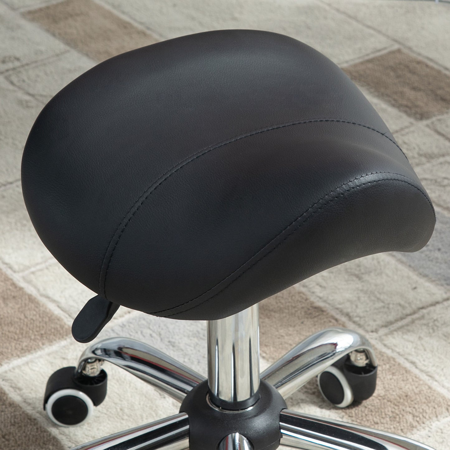 Cosmetic Stool 360° Rotate Height Adjustable Salon Massage Spa Chair Hydraulic Rolling Faux Leather Saddle Stool Mobility