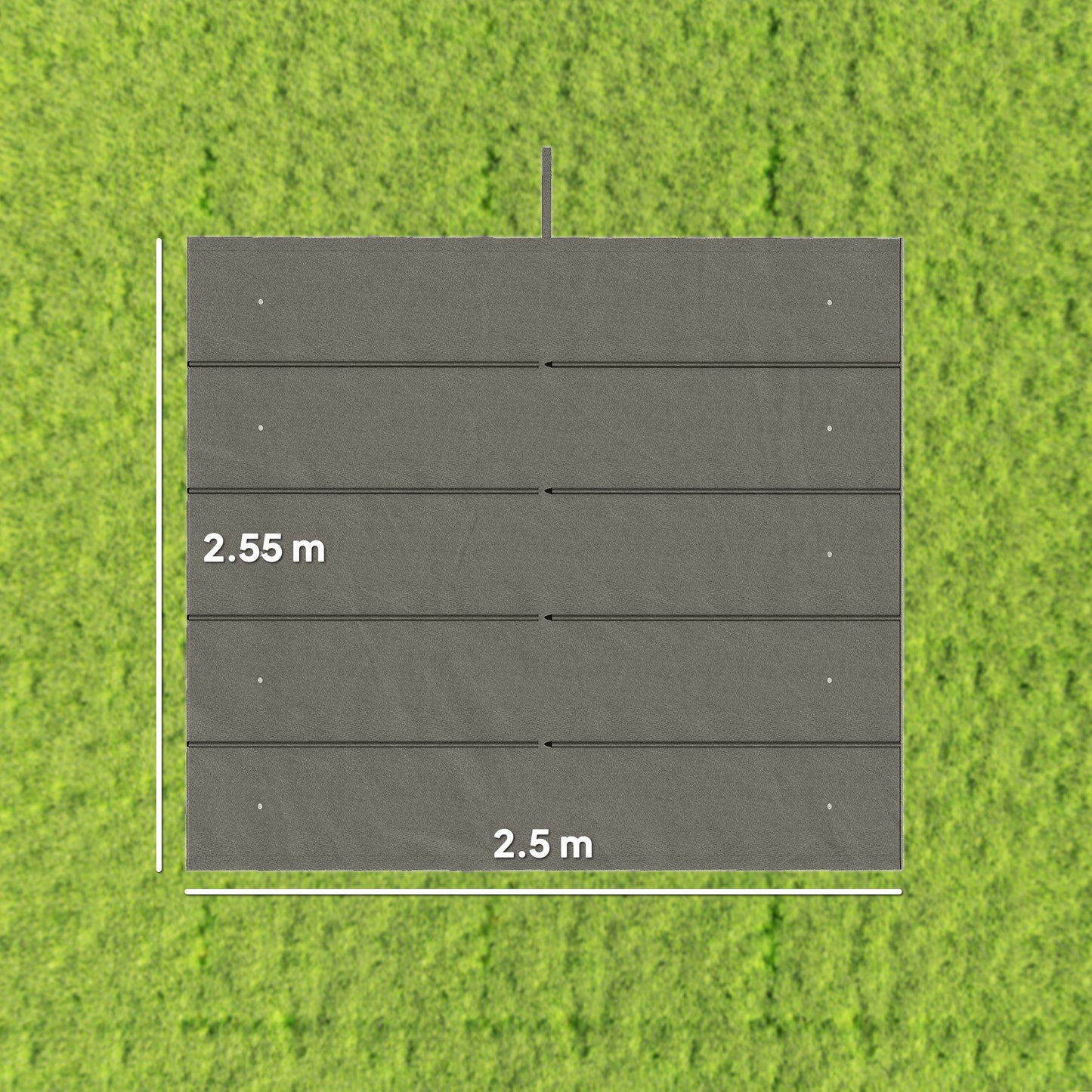 Retractable Pergola Cover, 2.55 x 2.5 m Replacement Canopy Fabric for 3 x 3 m Frame, Roof Top Only, Light Grey