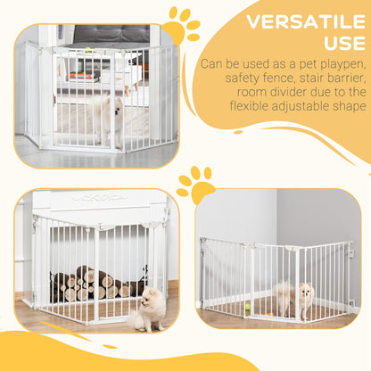 Pet Safety Gate, 3 Panels Playpen Fireplace, Foldable Metal Fence, Stair Barrier, Room Divider