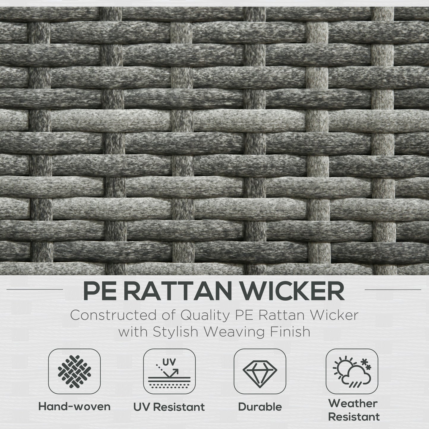 3 Pieces PE Rattan Garden Furniture Set with 10 cm Thick Cushions