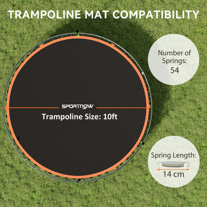Trampoline Replacement Mat with Spring Pull Tool, 54 V-Hooks, for 10ft Trampoline using 14cm Springs, Orange