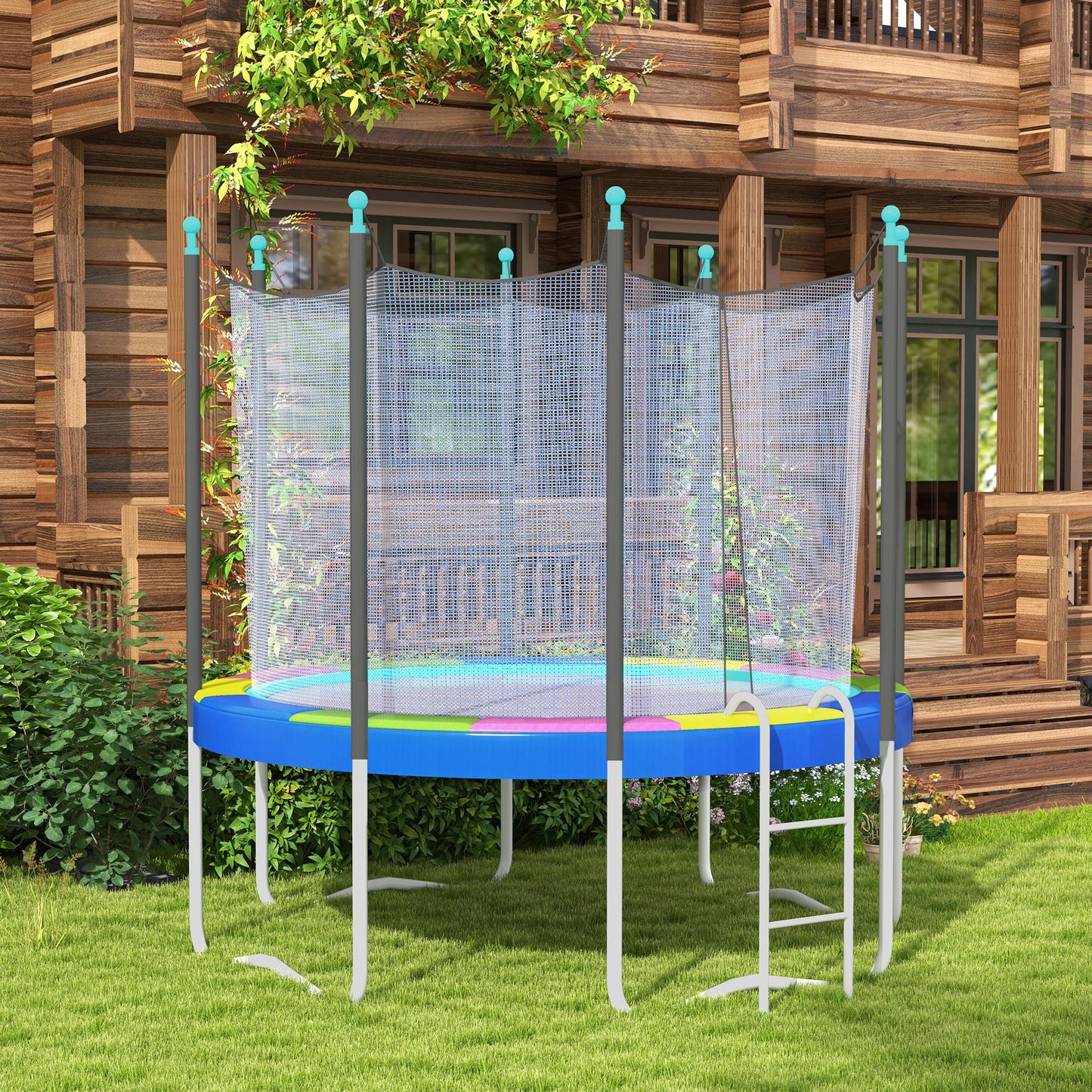 12FT Trampoline Spring Cover, Plastic Trampoline Pad Replacement with Elastic Cord, Waterproof