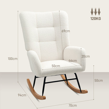 Teddy Fleece Rocking Chair - Cream White