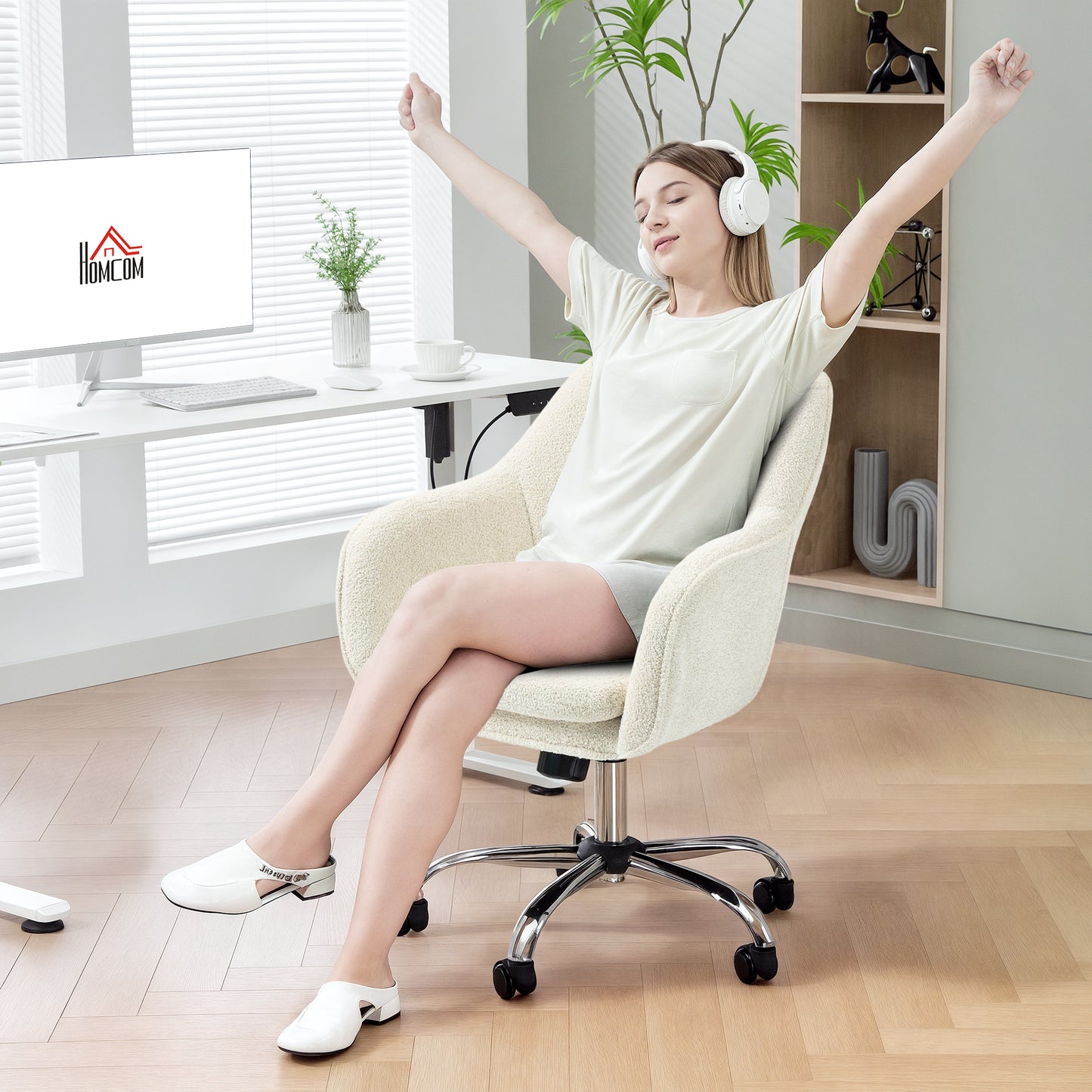 Snow Flannel Office Chair - Beige