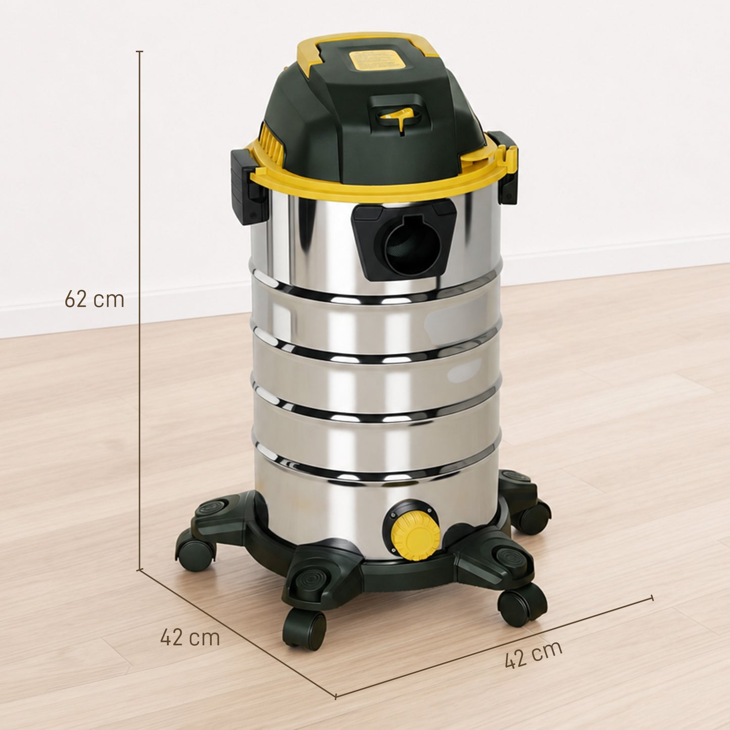 1400W Vacuum Cleaner, 3-in-1 Wet and Dry Vacuum Cleaner with Blowing Mode and 30L Stainless Steel Tank, Yellow