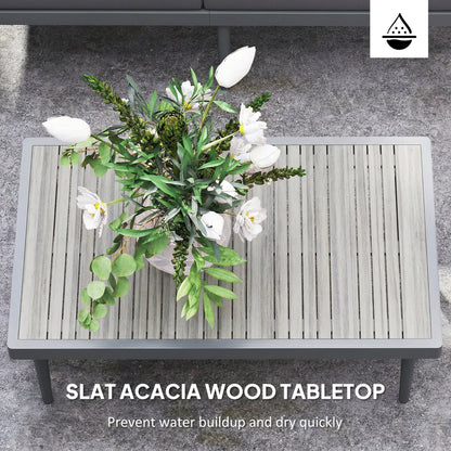 Thee-Piece 'L' Rattan Sofa Set - Grey