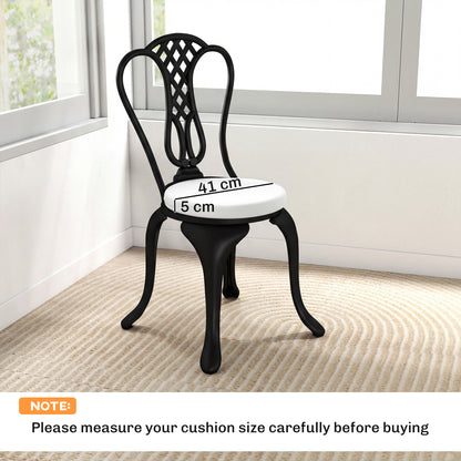 Outdoor Bistro Chair Cushions Set of 4 with Removable Cover, 41 x 41 x 5 cm Round Seat Cushions with Ties, White