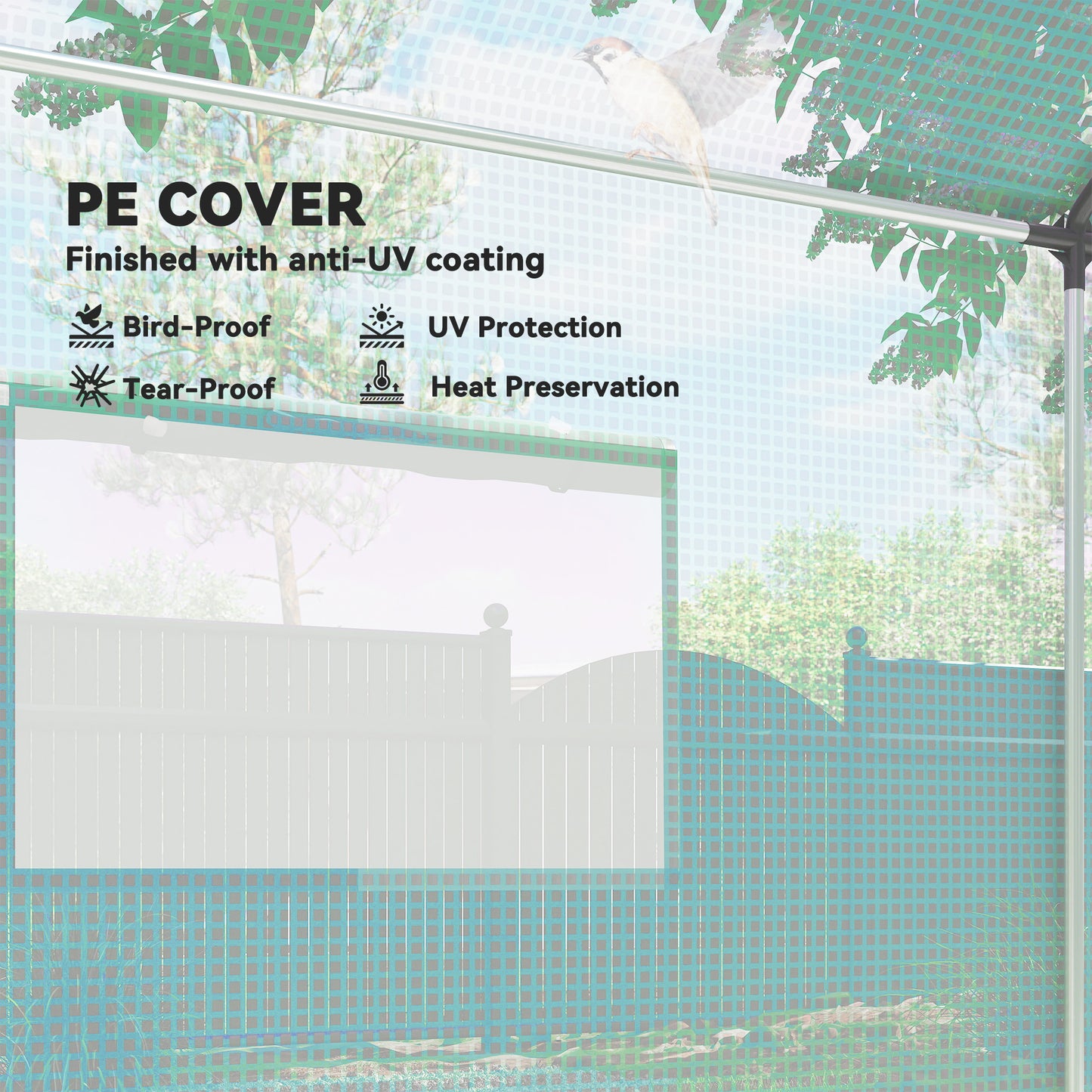 Polyethylene Walk-in Polytunnel Greenhouse, 2 x 3(m), Green