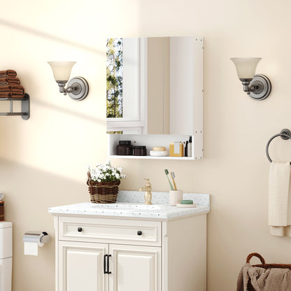Bathroom Cabinet with Mirror, Wall Mounted Bathroom Mirror Cabinet with Adjustable Shelf, 2 Doors Storage Cupboard, White