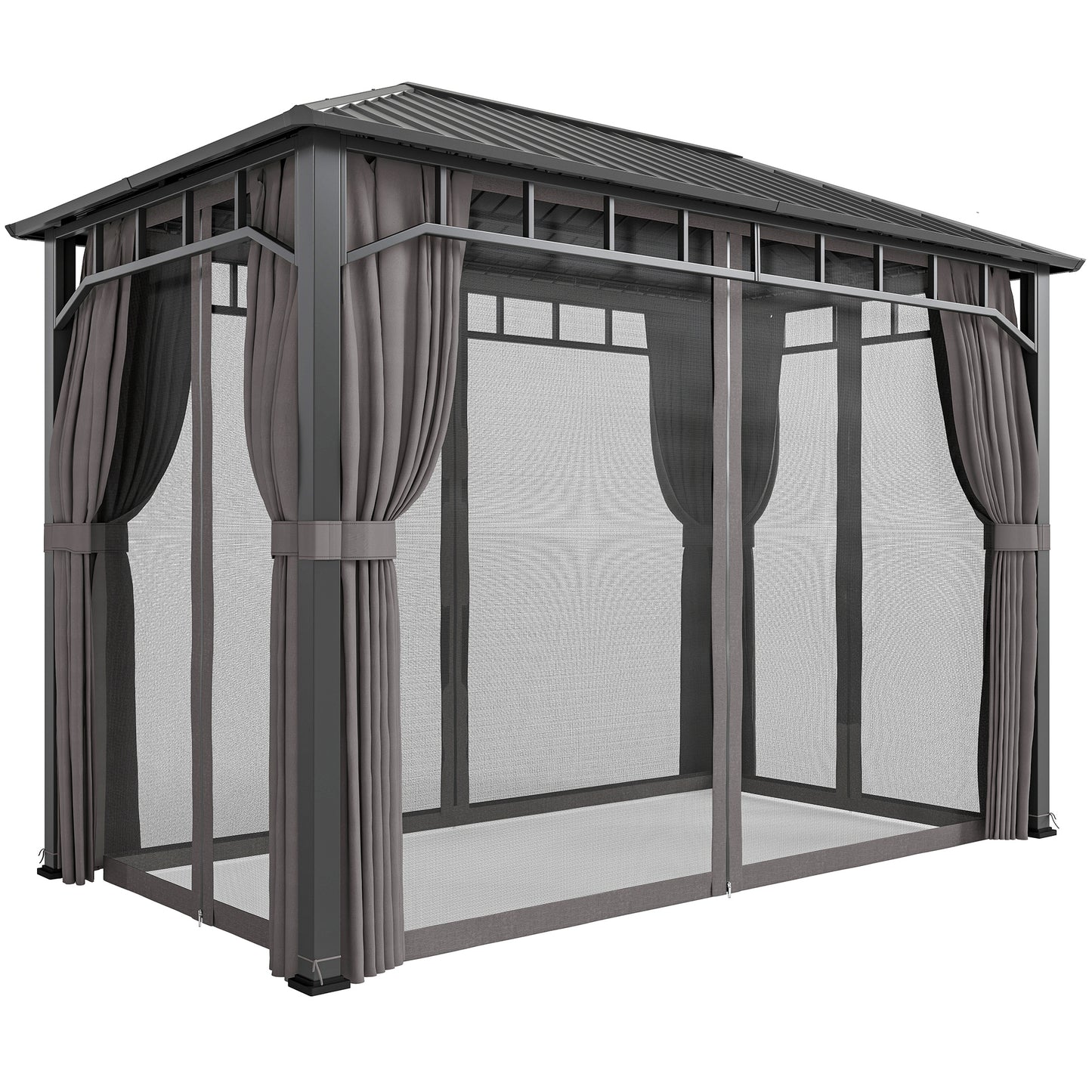 2 x 3.5 m Hardtop Gazebo with Galvanised Steel Roof, Waterproof Permanent Pavilion Garden Gazebo