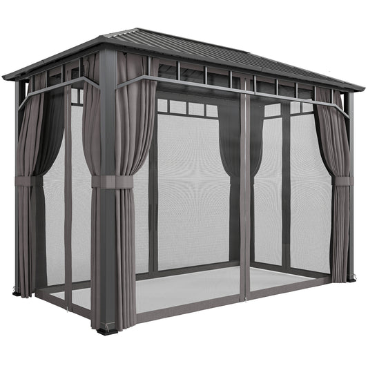 2 x 3.5 m Hardtop Gazebo with Galvanised Steel Roof, Waterproof Permanent Pavilion Garden Gazebo