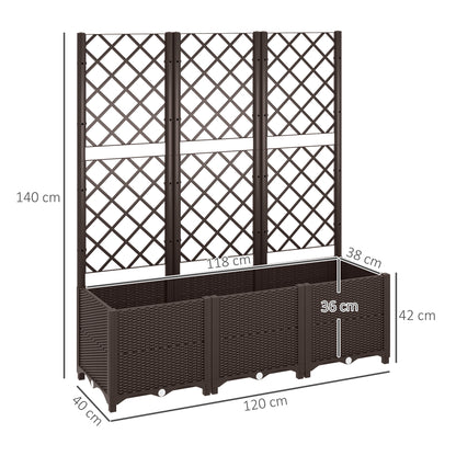 Raised Garden Bed with Trellis, Plastic Planter Box with Drainage Holes