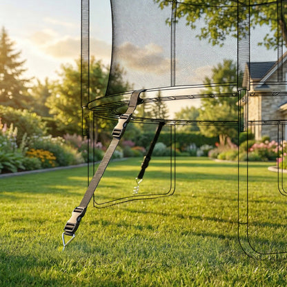 4Pcs Trampoline Anchor Kit, 32 cm Galvanised Trampoline Stakes, Spiral Ground Anchors with Triangle Head, Straps