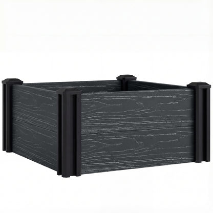 Vinyl Raised Garden Bed Kit, 2 x 2 x 1ft Modular Elevated Garden Box with Slotting Legs and Open Bottom, Dark Grey