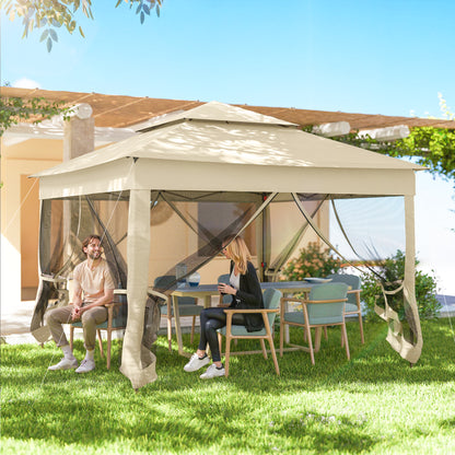 3 x 3(m) Pop Up Gazebo, Double-roof Garden Tent with Netting and Carry Bag, Party Event Shelter for Outdoor Patio