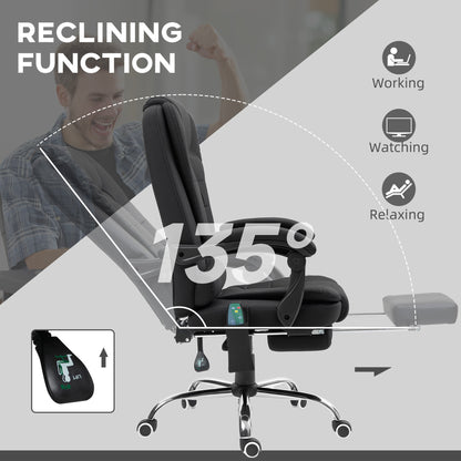 Office Chair with 6 Point Massage and Back Heat, Microfibre Desk Chair with Footrest Adjustable Height and Swivel Wheels