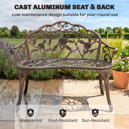 Cast Aluminium Garden Bench - Bronze Tone