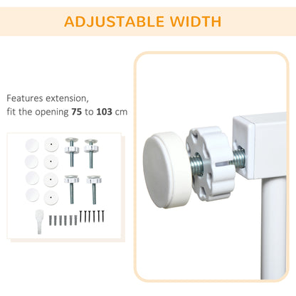 Pet Safety Gate, for Doorways, Staircases, Hallways, with Extensions Kit, 75-103cm - White
