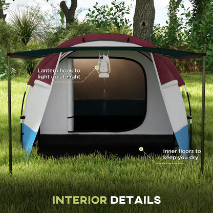 Two Man Two-Room Tent, with Porch and Accessories - Red