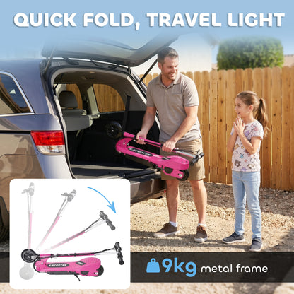 Foldable Electric Kids Scooter, Ride-on for Ages 7-14 Years, Pink