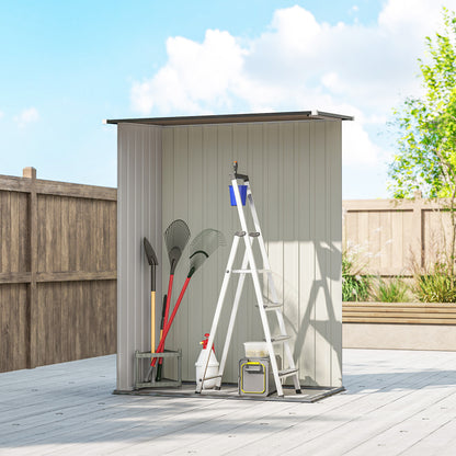 5ft x 3ft Garden Storage Shed, Galvanised Outdoor Metal Shed Waterproof with Sloped Roof, Lockable Door for Patio Tools