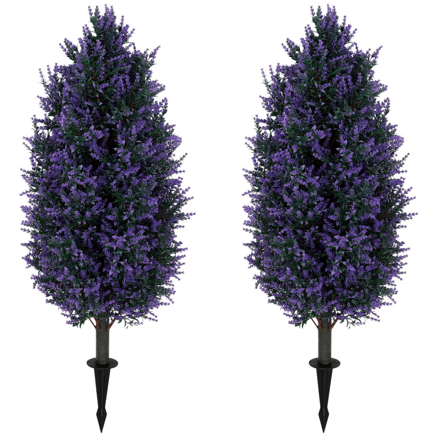 Set of 2 Artificial Lavender Flowers, Indoor Outdoor Fake Plants with Stakes, UV Resistant for Garden, 90 cm, Blue