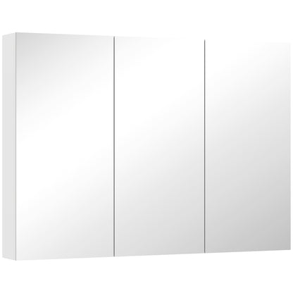 Three-Mirror Bathroom Storage Cabinet - White