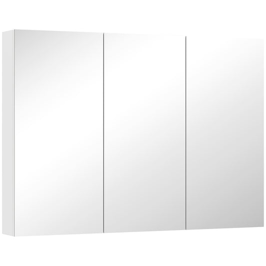 Three-Mirror Bathroom Storage Cabinet - White