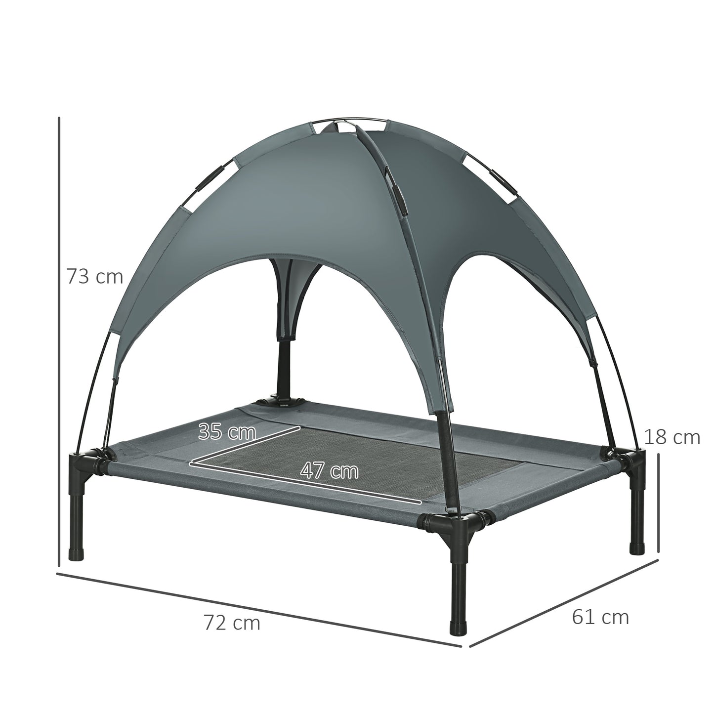 Outdoor Dog Bed with Removable Canopy, Portable Raised Dog Bed for Camping, Garden & Beach