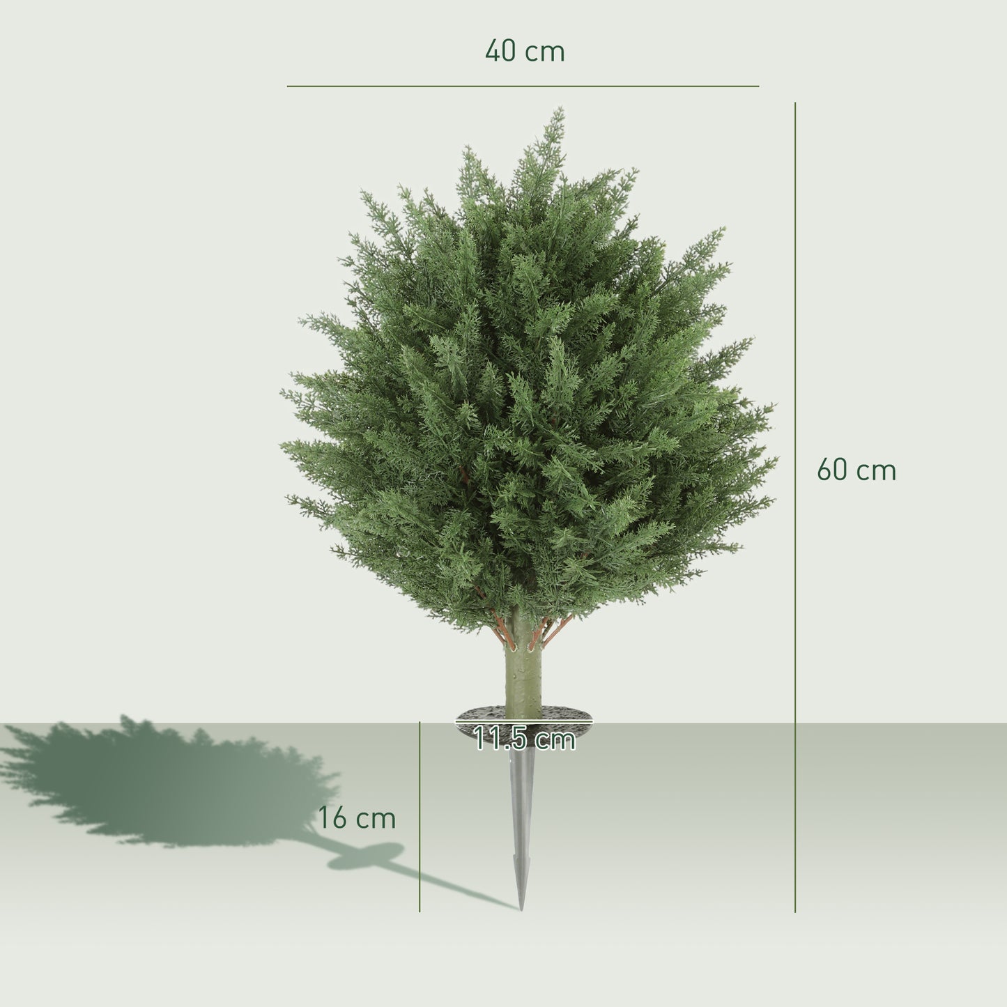 60 cm Artificial Cypress Tree with Ground Stake, Set of 2 Artificial Plants for Indoor & Outdoor, UV Resistant, Green
