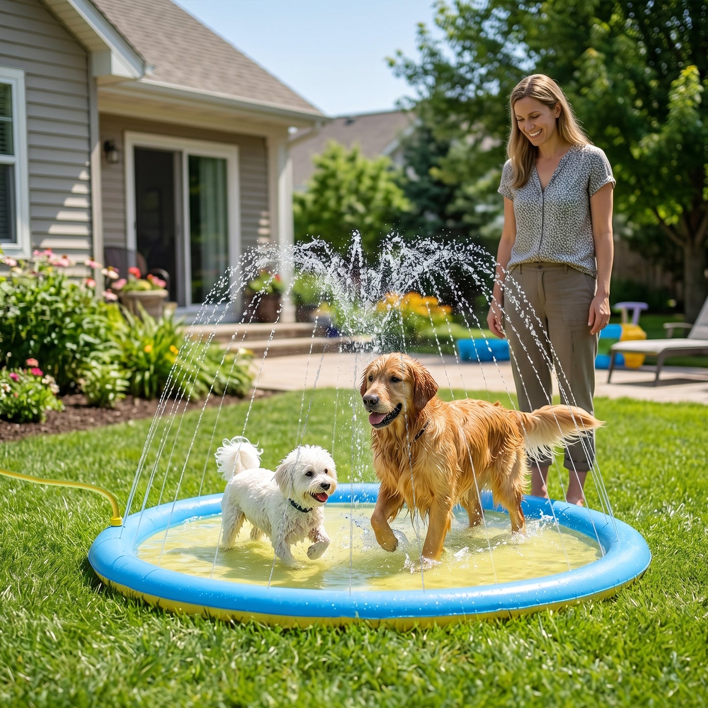 Dog Splash Pad for Pets Dog Bath Pool Water Game