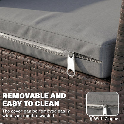 Outdoor Seat Cushion Pads for Rattan Furniture, 3 PCs Garden Furniture Cushions, Dark Grey