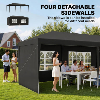 2.95 x 5.83 m Semi-Open Gazebo - Dark Grey
