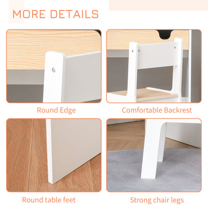 Kids Desk and Chair Set 2 Pieces Children Study Table with Storage Pull-Out Drawer Bookshelf for 3-6 Years Writing, Reading