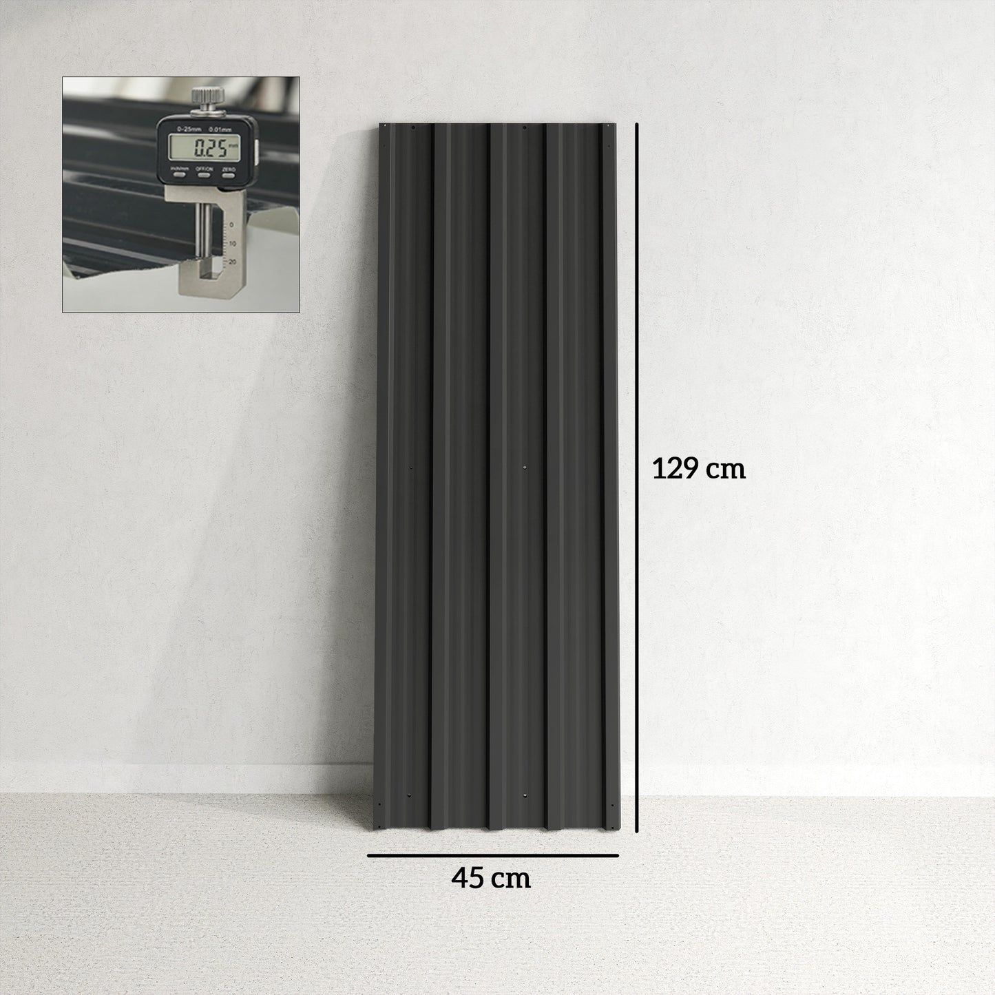 Set of 12 Corrugated Steel Roof Sheet Panels - Black