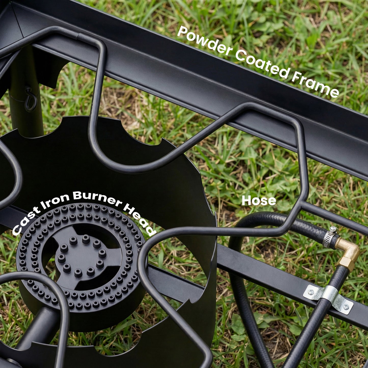 Double Burner Camping Stove, 150,000 BTU High Pressure Camping Gas Stove with Detachable Legs, Black