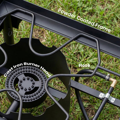 Double Burner Camping Stove, 150,000 BTU High Pressure Camping Gas Stove with Detachable Legs, Black