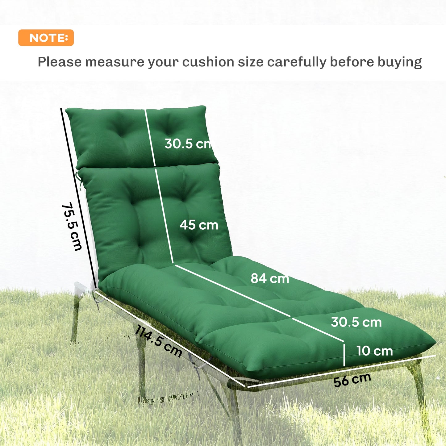 Set of Two 190 x 56cm Sun Lounger Cushions - Green