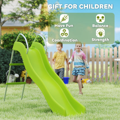 Freestanding Kids Slide with Climbing Ladder, Outdoor Playground Equipment for Ages 3-8 Years, Green
