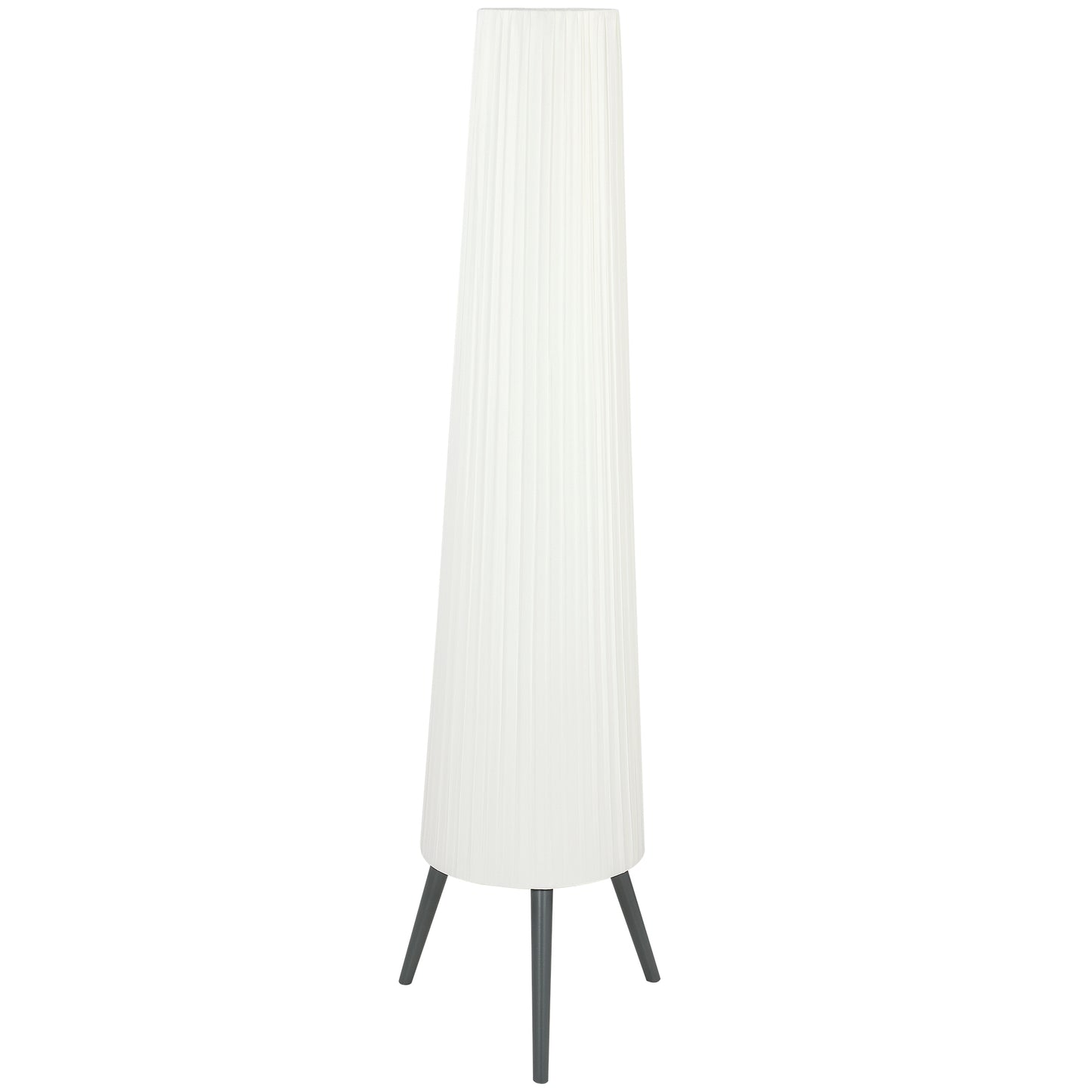 Dimmable Tripod Floor Lamp with Foot Switch, Nordic Standing Lamp with Fabric Shade, 153cm, White and Grey