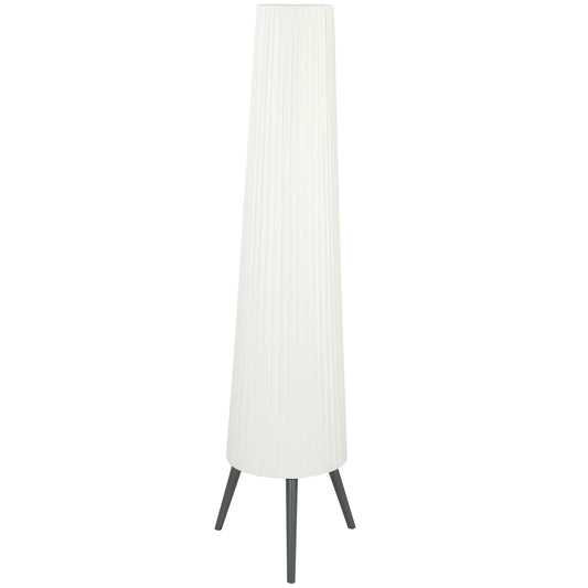 Dimmable Tripod Floor Lamp with Foot Switch, Nordic Standing Lamp with Fabric Shade, 153cm, White and Grey